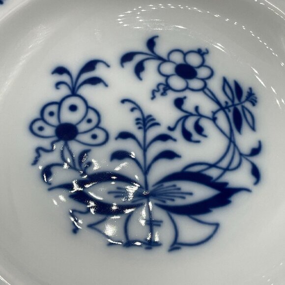 Vintage Gerold Tettau W. Germany Blue Onion Set of Two Soup Bowls Ruffle Edge 9" - Picture 7 of 9